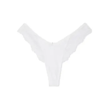 Victoria's Secret Very Sexy Rose Lace Trim High Leg Thong Panty / VS White Underpants Women's 1 Pack White