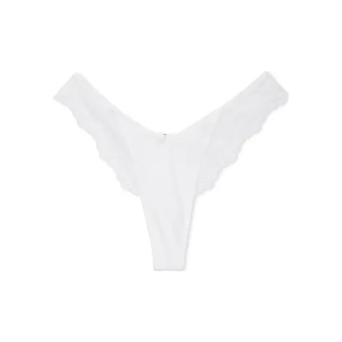 Victoria's Secret Very Sexy Rose Lace Trim High Leg Thong Panty / VS White Underpants Women's 1 Pack White