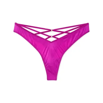 Victoria's Secret Very Sexy Rose Lace Trim High Leg Thong Panty / O P Underpants Women's 1 Pack Vibrant Pink