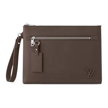 LOUIS VUITTON TAKEOFF Leather Clutch Men's Elephant Gray