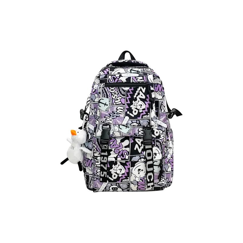 Deli Bear Nylon Carry Backpack Unisex Blue/Black/Purple/Red-12