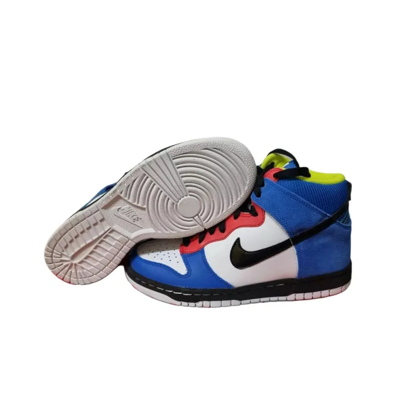 Nike Dunk High Anti-Slip Wear-Resistant High-Top Kids' Skateboarding Shoes Blue Black White Teenagers-5