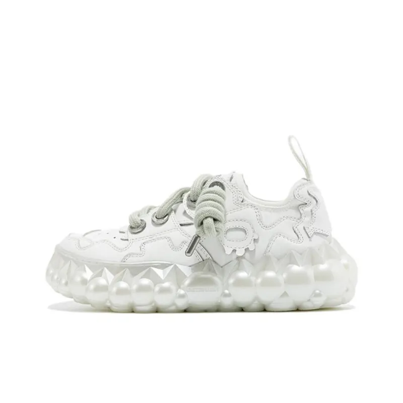 OETZI Fusion Ice Series Wear-Resistant Breathable Lightweight Height Increasing Low-Top Casual Shoes Unisex White-0