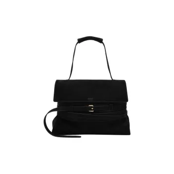 MOSCHINO Suede Shoulder Bag Crossbody Bag Handbag Small Size Women's Black