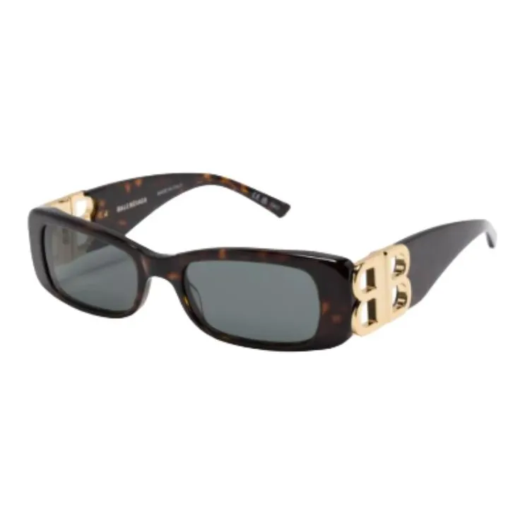 Balenciaga Metal Acetate Square Sunglasses Women's Brown-0