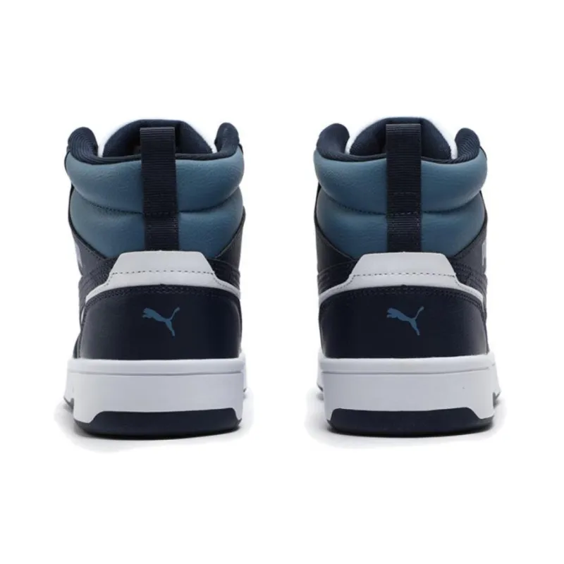 PUMA Rebound V6 Anti Slip Wear Resistant Mid Top Skateboard Shoes Unisex Black Blue-3
