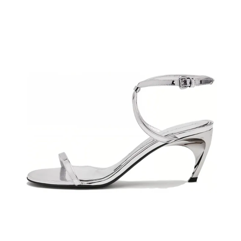 Alexander McQueen Armadillo Metallic Faux Leather Sandals 'Silver' Women's-0