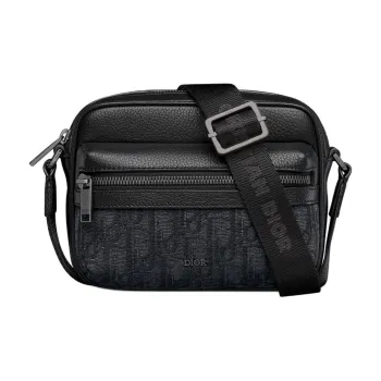 DIOR Oblique Jacquard Canvas Shoulder Bag Crossbody Bag Mini Men's Black
