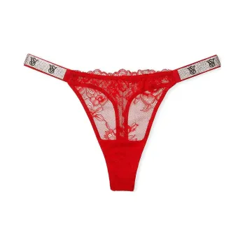 Victoria's Secret Very Sexy Shine Strap Rose Lace Thong Panty / Lipstick Underpants Women's 1 Pack Red