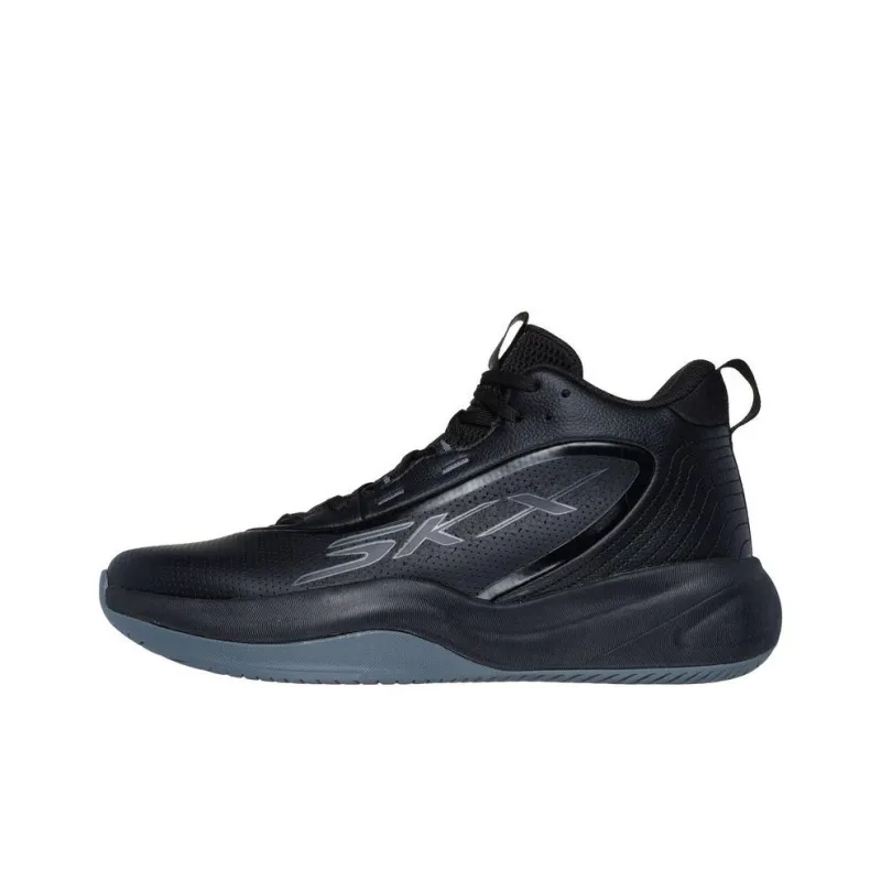 Skechers Anti Slip Wear Resistant Mid Top Basketball Shoes Men's Black-0