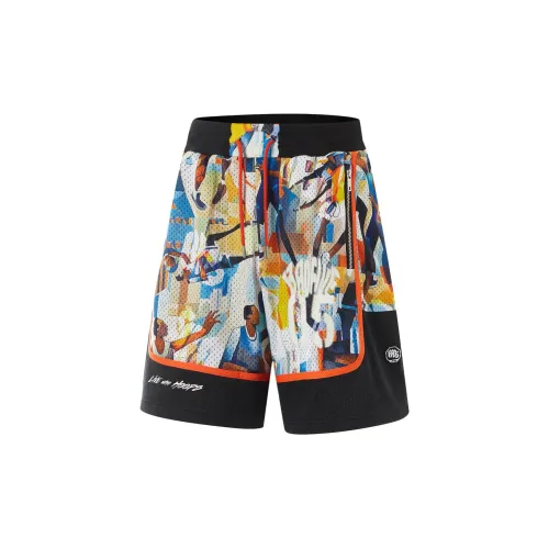 LINING Badfive Basketball Shorts Men Multicolor Photo Print Black