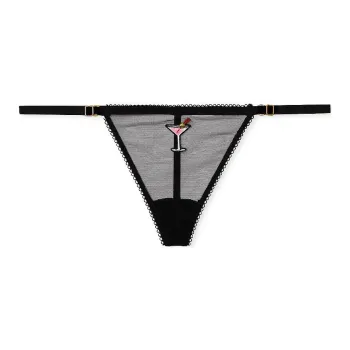 Victoria's Secret Very Sexy Flirty Mesh Adjustable V-String Panty / Black Underpants Women's 1 Pack Black