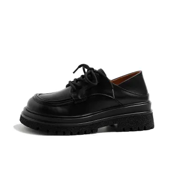 MIS. DANNY Small Leather Shoes In Soft Leather Casual Single Shoes Women's Black