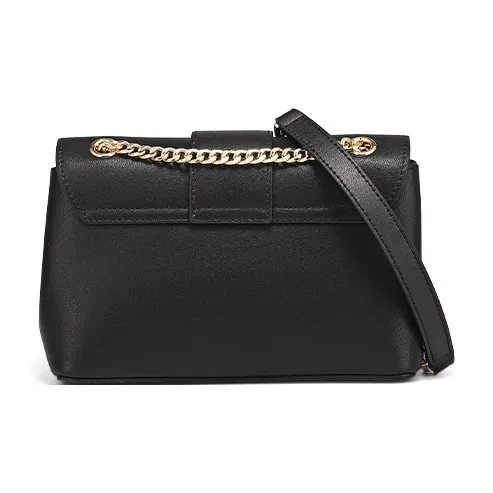 COOGI Cow Leather Shoulder Bag Crossbody Bag Medium Size Women's Black/Ecru-10