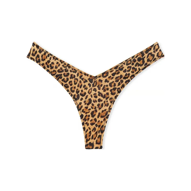 Victoria's Secret Very Sexy Rose Lace-Trim High-Leg Thong Panty / Leopard Underpants Women's 1 Pack Leopard Print-0