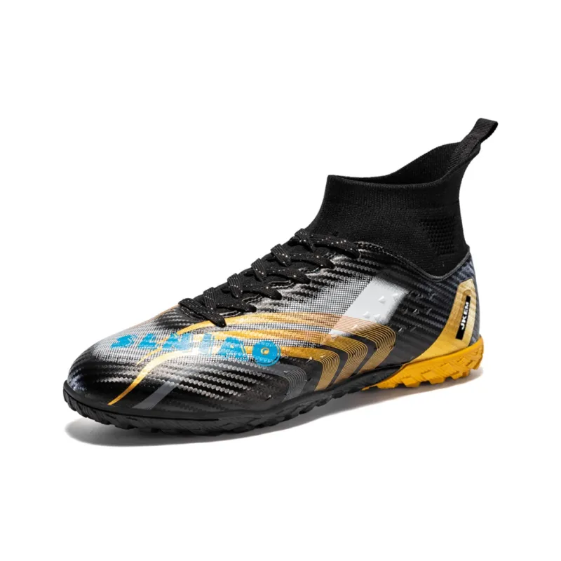 JKEM Soccer Shoes Unisex Mid Top White Gold/Black Gold/Gold/Aqua-29
