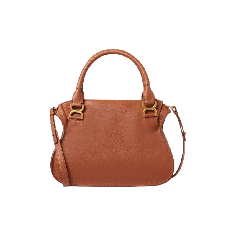 Chloe Marcie Grain Cow Leather Shoulder Bag, Crossbody Bag, Handbag Medium Size Women's Brown-1