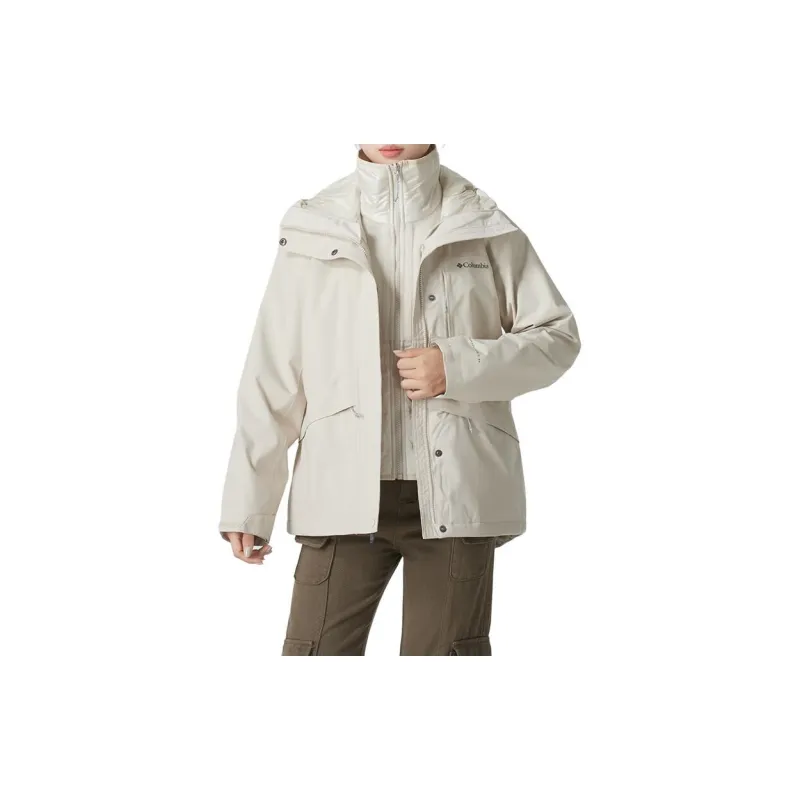 Columbia Waterproof And Windproof To Keep Warm Windbreaker Jacket Women's Beige-2