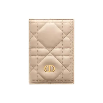DIOR Sheepskin Passport Holder Women's Pink Beige