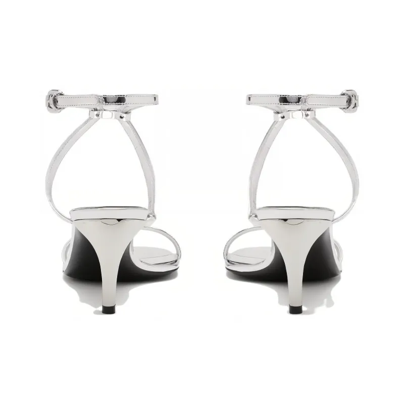 Alexander McQueen Armadillo Metallic Faux Leather Sandals 'Silver' Women's-4