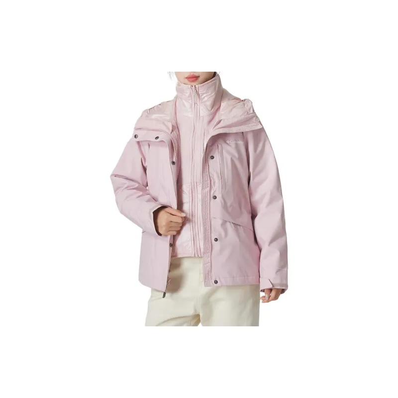 Columbia 2024 Fall New Arrival Waterproof And Warm Windbreaker Jacket Women's Pink-2
