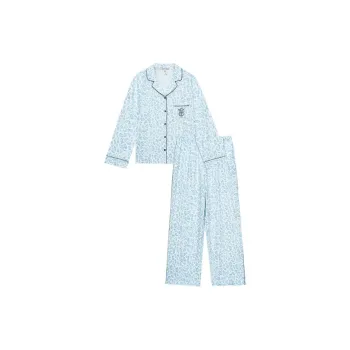 Victoria's Secret Pajama Set Women's Blue Leopard Print