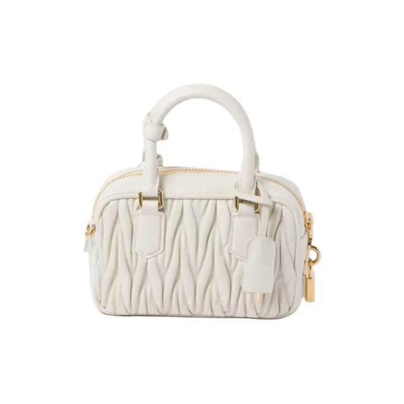 MIU MIU Arcadie Series Leather Shoulder Bag, Crossbody Bag, Handbag Trumpets Women's White-2