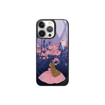 LANWK Glass Material Rose Princess Phone Case Compatible With Apple IPhone 14 Pro/16 Pro/15 Pro Max Case Magnetic
