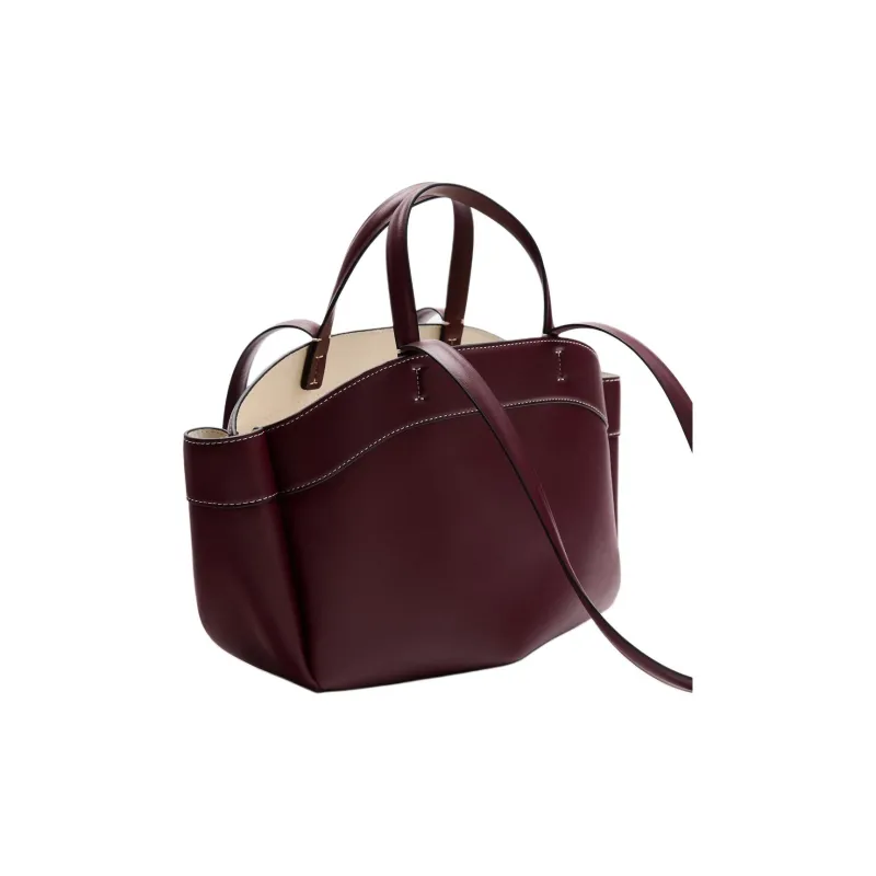 ZARA PU Handbag Large Size Women's Dark Red-1
