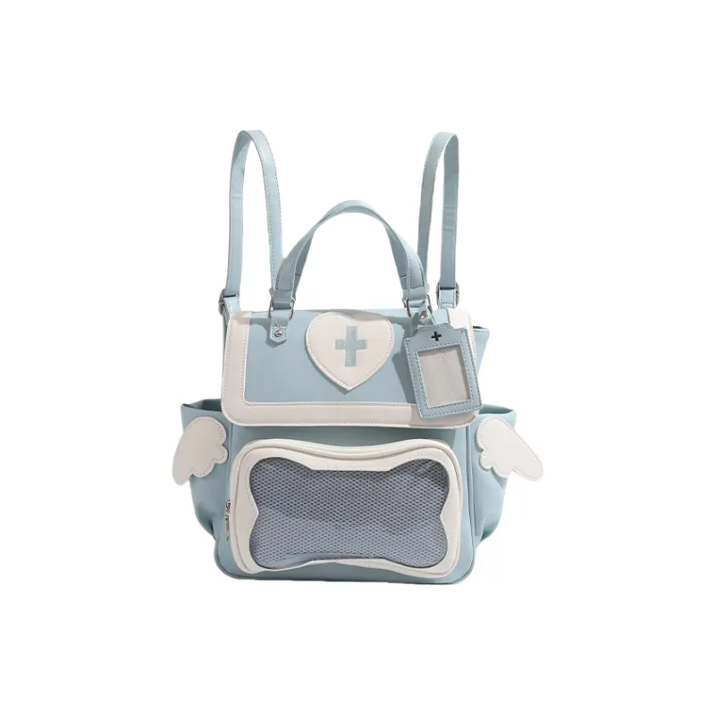 HACIN Pu Handbag Backpack Regular Women's Blue-0