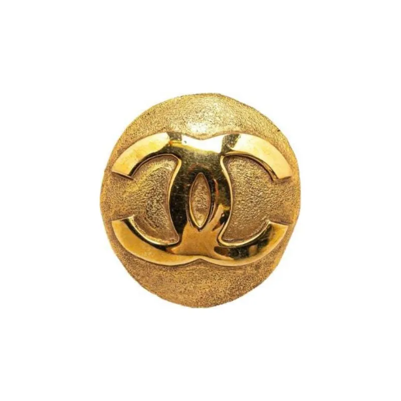 CHANEL 20th Century Plated Cc Round Brooch Costume Brooch-0