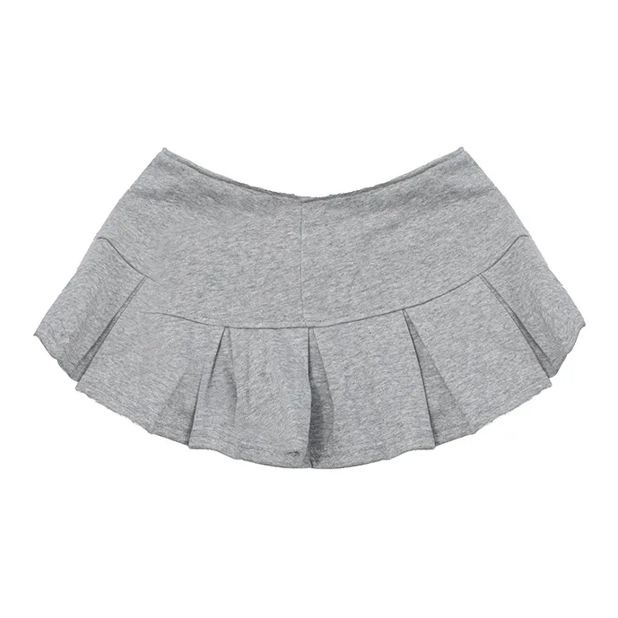 SUNSUNTOWN Pleated Skirt Women's Gray-1
