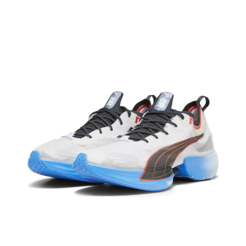 PUMA Fast R Nitro Elite Anti Slip Wear Resistant Low Top Carbon Plate Casual Running Shoes Men's White Blue-2
