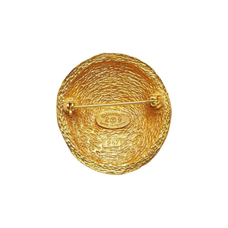 CHANEL 20th Century Plated Cc Round Brooch Costume Brooch-1