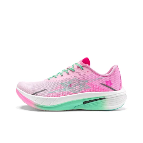 IRUNSVAN Running Shoes Unisex Low-Top Peach Blossom Pink / Cyan Satin Green