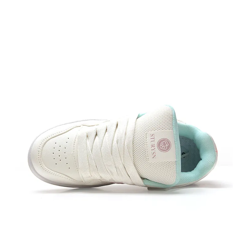 STUR YSN Low Top Skateboard Shoes Women's White Pink Moon-3