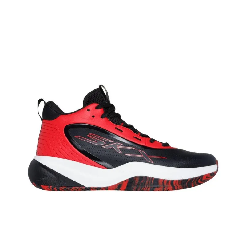 Skechers SKX Anti Slip Wear Resistant Mid Top Basketball Shoes Men's Black Red-1