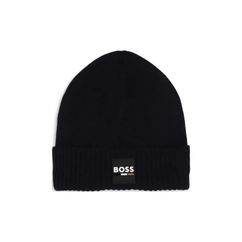 BOSS Kidswear Logo patch Knitted Beanie Hat-0