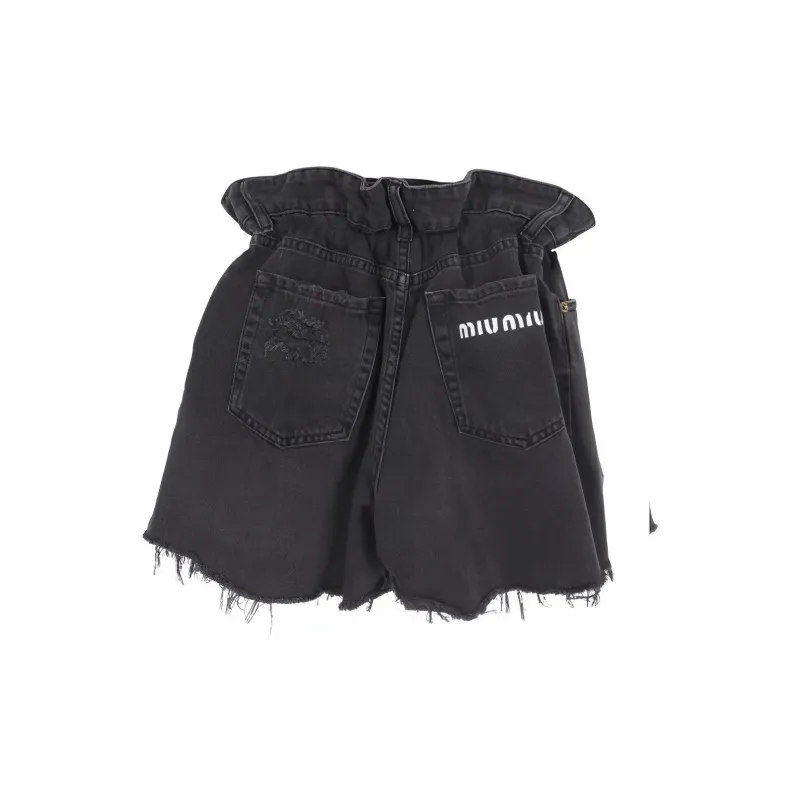 MIU MIU SS22 Denim Shorts Women's Black-1