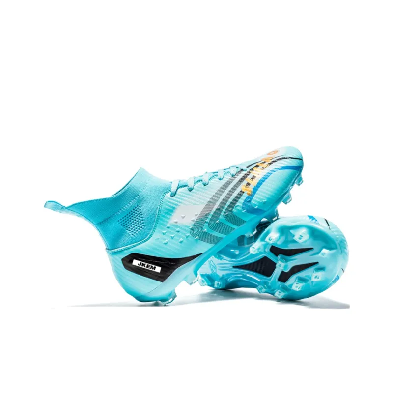 JKEM Soccer Shoes Unisex Mid Top White Gold/Black Gold/Gold/Aqua-19