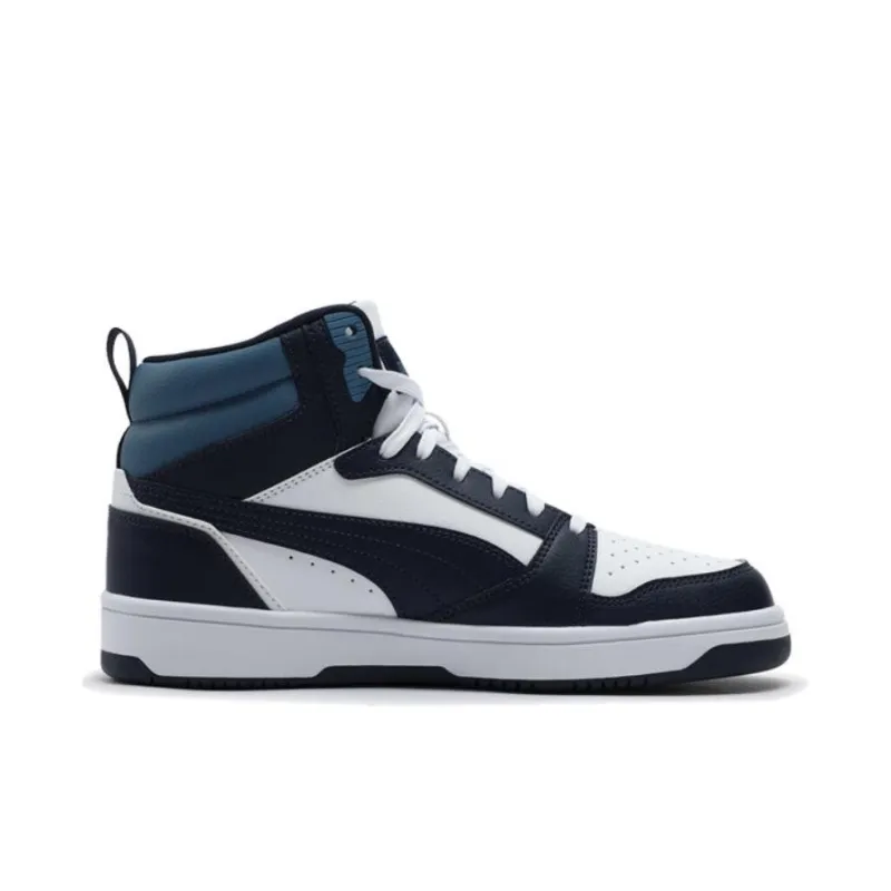 PUMA Rebound V6 Anti Slip Wear Resistant Mid Top Skateboard Shoes Unisex Black Blue-1
