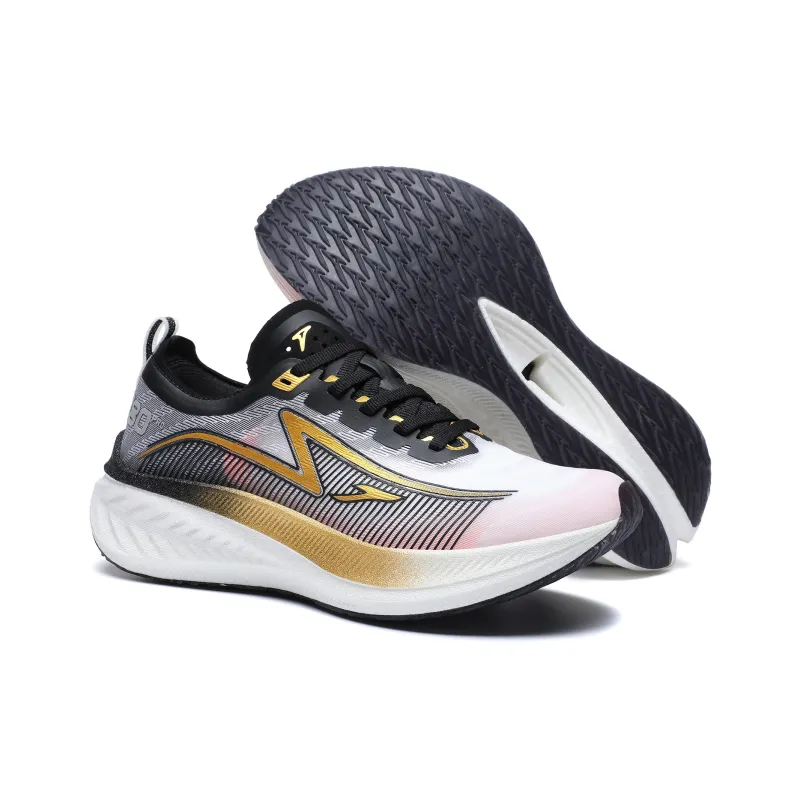TREEPERI Cushioning Anti-Slip And Wear-Resistant Low-Top Marathon Running Shoes Unisex White Black-3