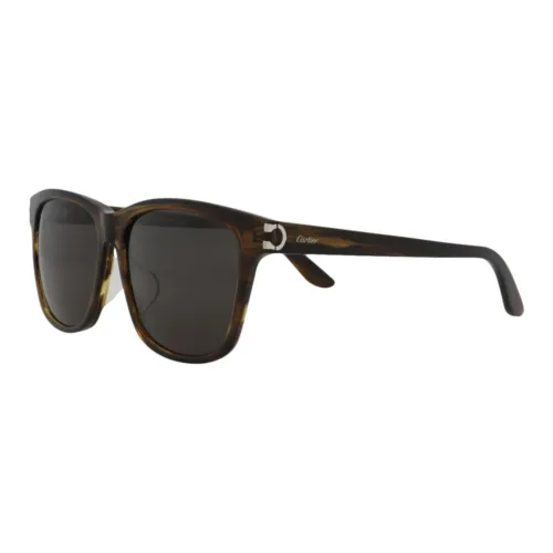 CARTIER Acetate Square Sunglasses Men's Brown Yellow