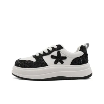 BELLE Height Increasing Wear-Resistant Lightweight Slip-Resistant Low-Top Skateboard Shoes Women's Black Gray