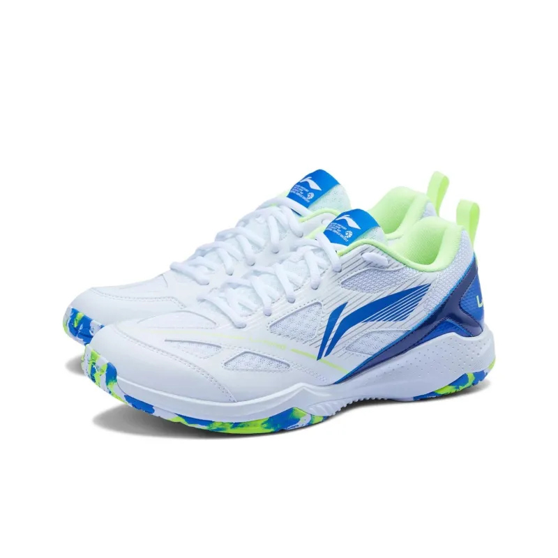 LiNing Anti Slip And Wear Resistant Breathable Low Top Badminton Shoes Unisex White Blue-1