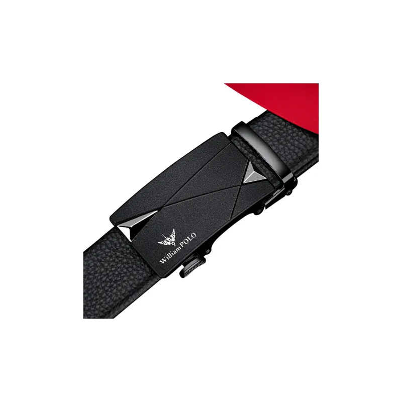 WilliamPOLO Cow Leather Belts Men's Gunmetal 3.5cm Width-4