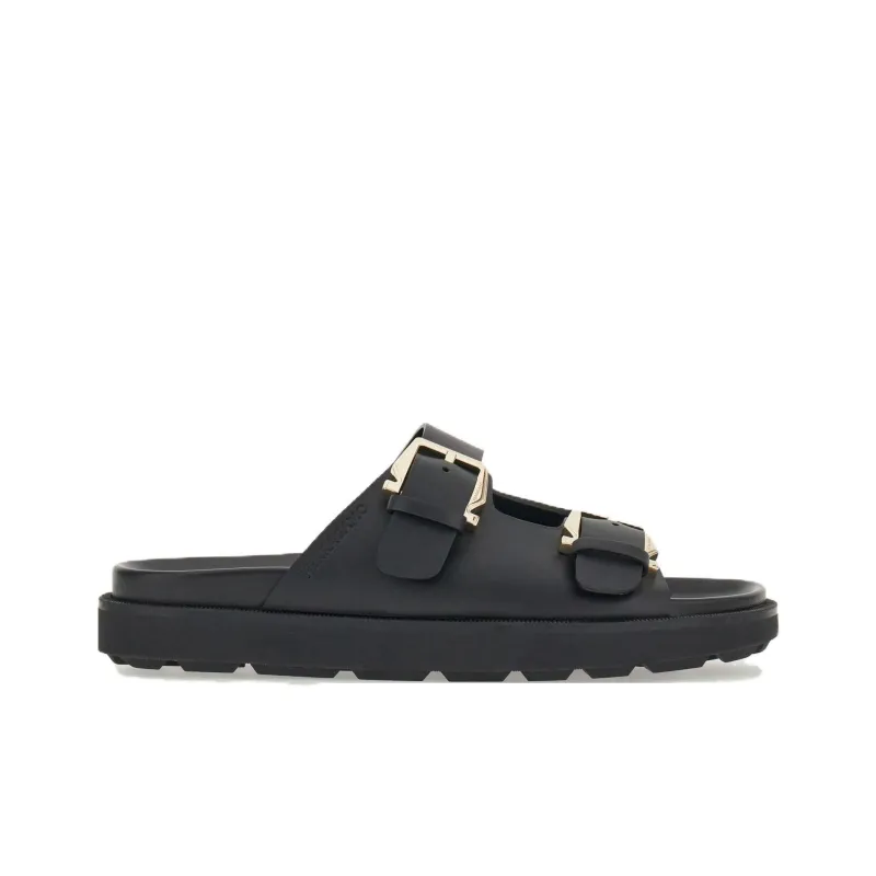 FERRAGAMO Rubber Sole Slide Slippers Women's Black-1