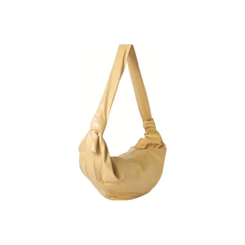Lemaire Croissant Series Cow Leather Croissant Bag, Shoulder Bag, Crossbody Bag Large Size Unisex Shell Beige-2