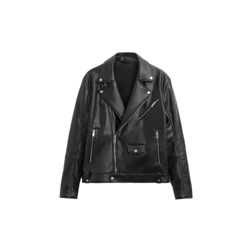 ZARA Leather Jackets Men Black