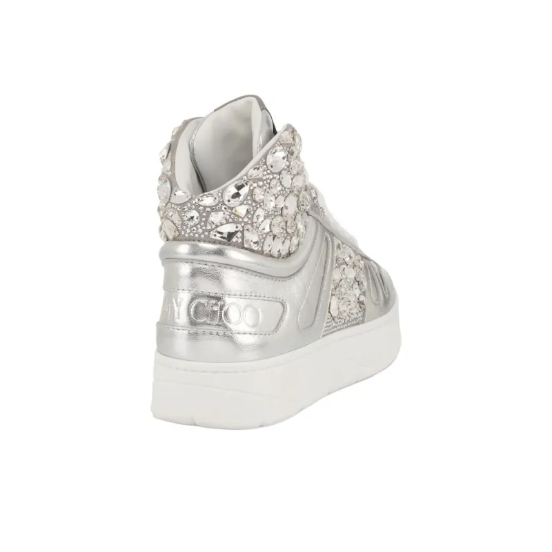 Jimmy Choo Hawaii HI Top/F Hawaii High Top Stylish Skateboarding Shoes Women's Silver-4